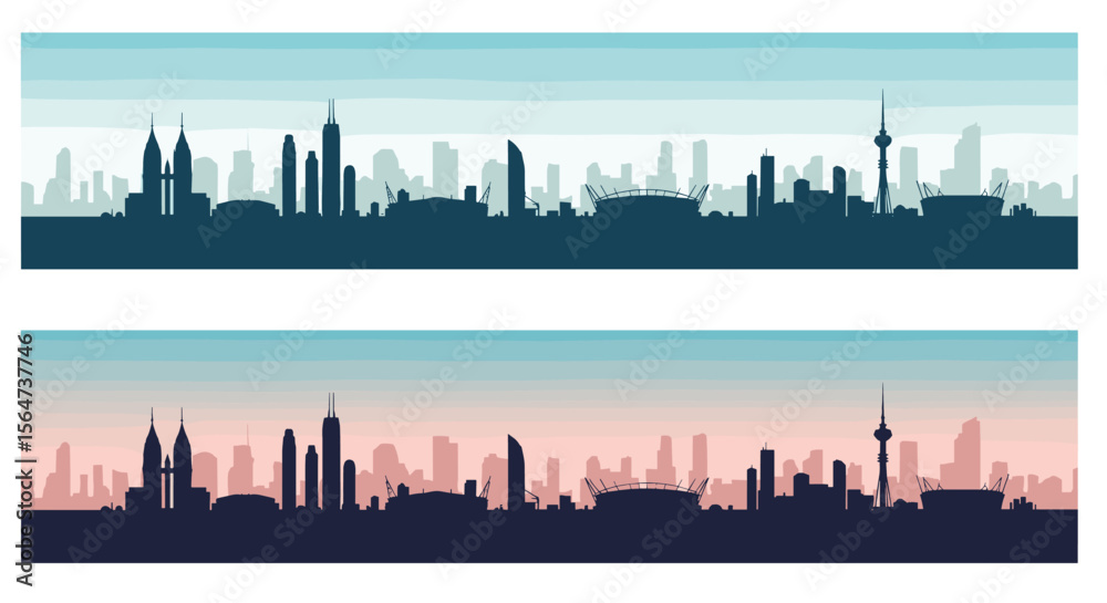 Naklejka premium City Skyline Silhouette Vector Graphic Urban Landscape