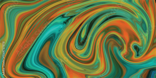Vibrant abstract swirls of teal orange and yellow creating a dynamic and energetic fluid artistic design suitable for backgrounds and graphic resources
