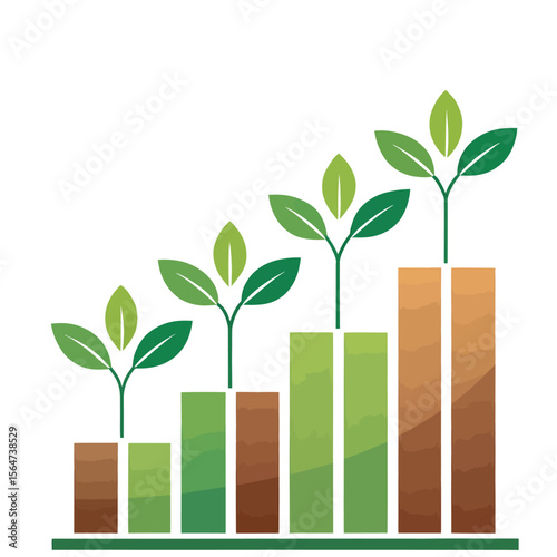 Growth Chart with Plants:  Illustrative growth chart showing increasing plant growth over time, symbolizing sustainable development and progress.