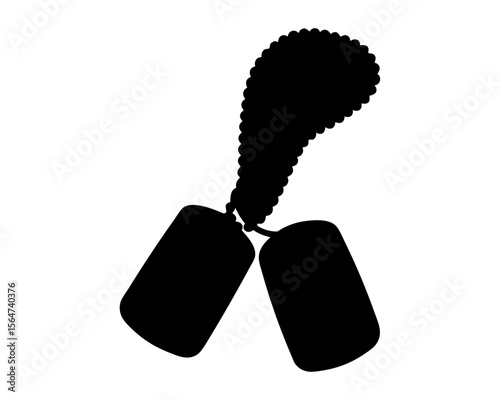 Silhouette of two dog tags hanging with a decorative tassel pendant