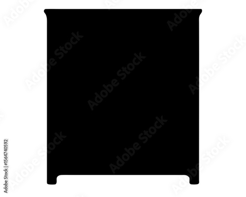 Silhouette of a cabinet, providing a stark and minimalist representation of furniture