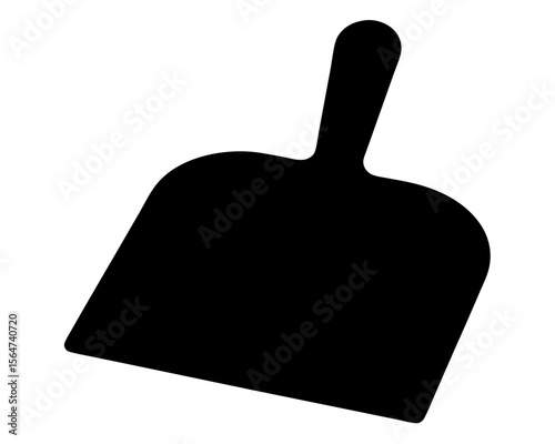 Black silhouette of a dustpan commonly used for cleaning purposes in homes