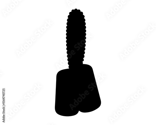 Black silhouette of a dog tag with ropelike chain and white background