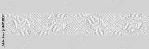Banner, patterned cover design, wallpaper. Geometric ethnic abstract pattern on white background, embossing. 3D tribal ornaments, arabesques, mandala, fresco, painting of the East, Asia, India, Mexico