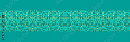 Banner, patterned cover design, wallpaper. Geometric ethnic art pattern, turquoise background, embossing. 3D tribal ornaments, arabesques, mandala, fresco, painting of the East, Asia, India, Mexico
