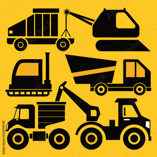 yellow bulldozer vector illustration