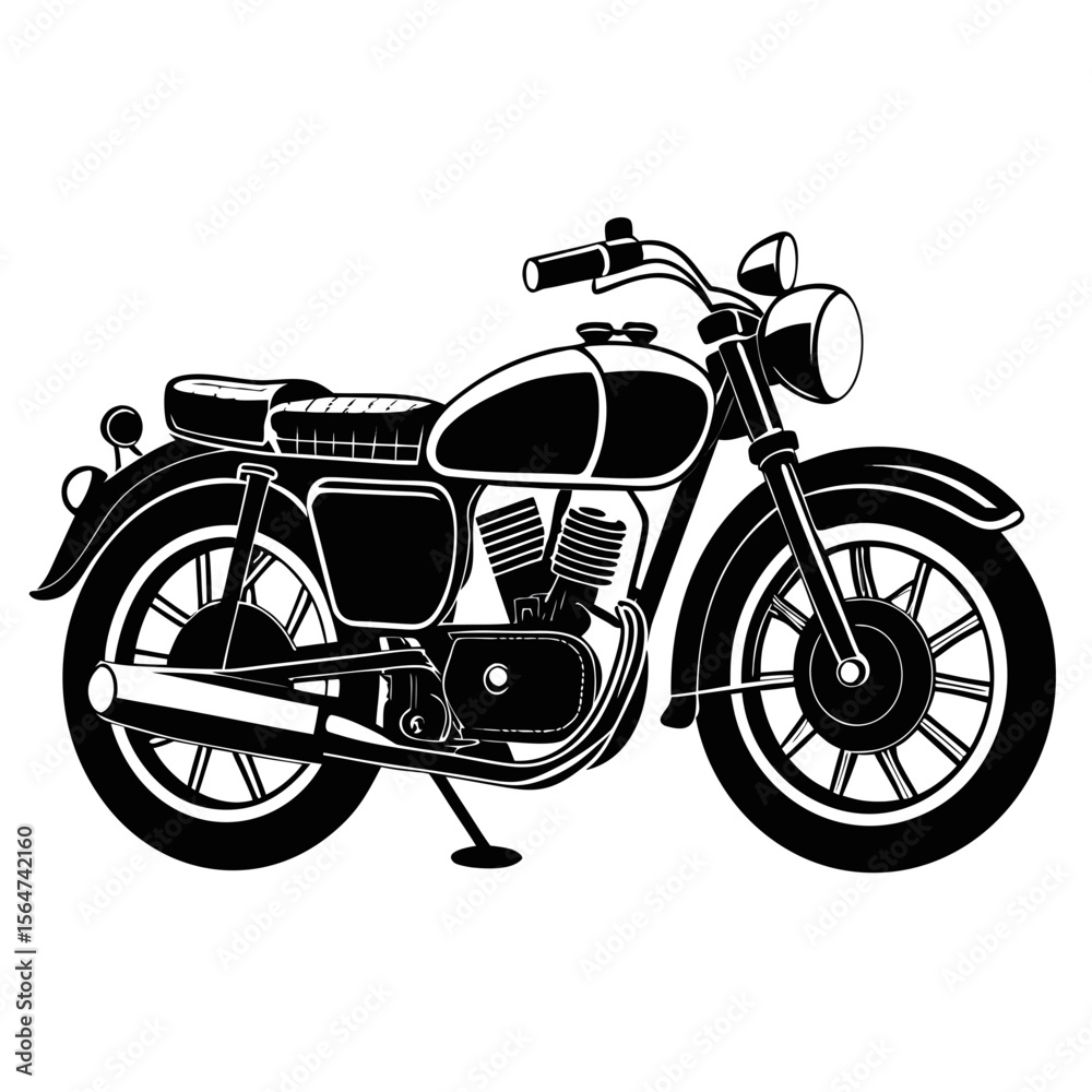 Fototapeta premium vintage motorcycle isolated on white background silhouette black