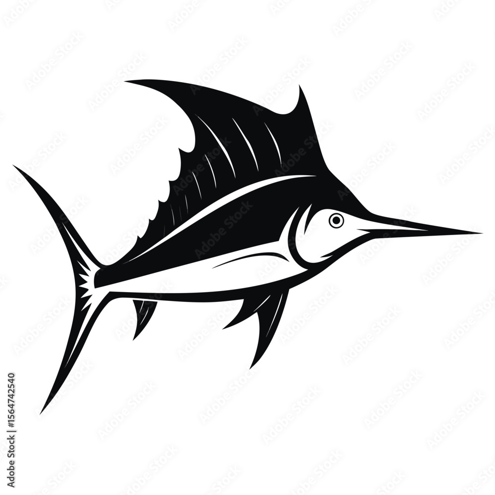 Obraz premium fish vector illustration silhouette black