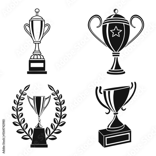 gold trophy cup icon silhouette black