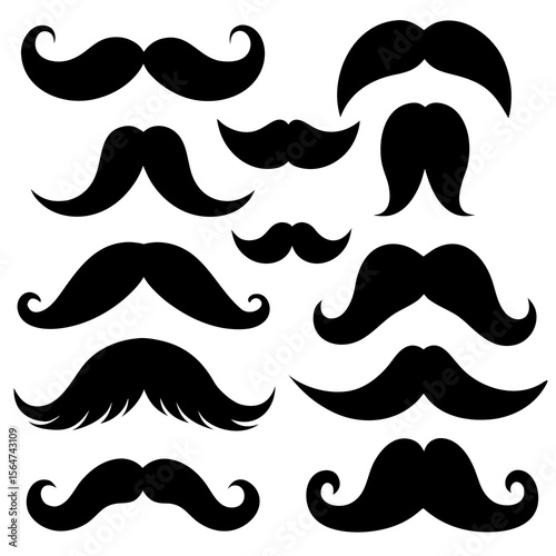 mustache seamless pattern silhouette black