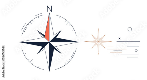Compass Pointing North Direction Navigation Guide System