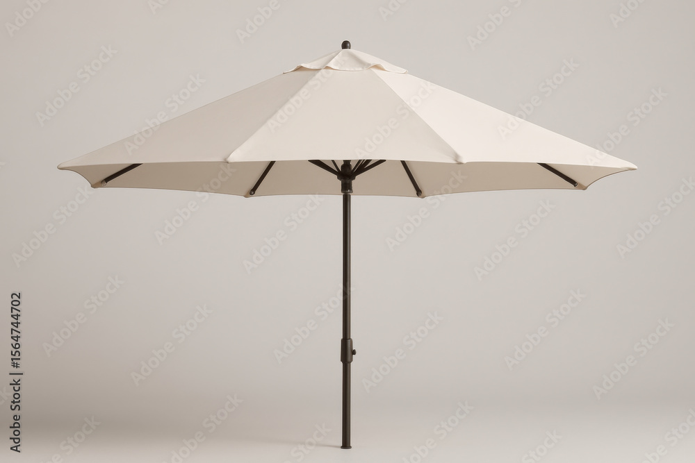 Fototapeta premium Large beige patio umbrella open on plain background