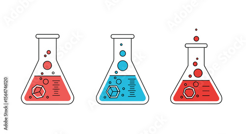 Lab Beakers And Chemical Reaction Experiment Equipment