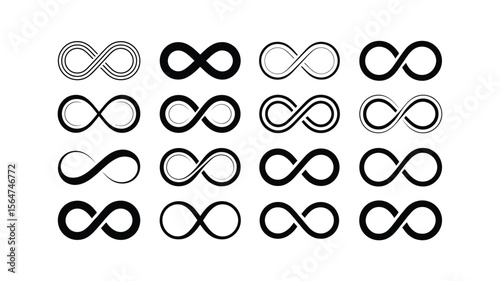 Vector art of infinity symbols isolated on white background