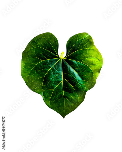 Sweet potato vine leaf with a heart-shaped outline isolated on transparent background