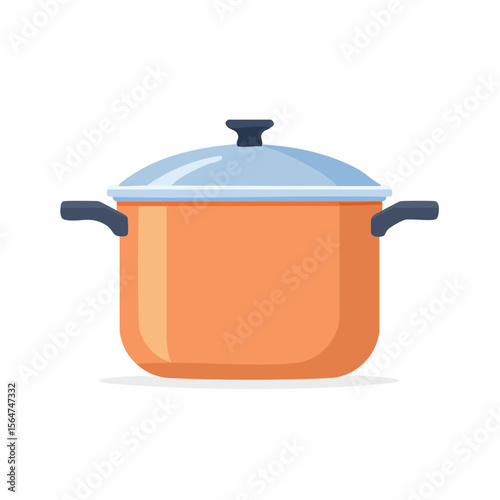Orange Cooking Pot with Glass Lid Stock Illustration