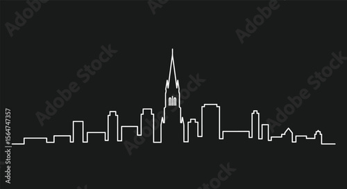 An Outline Of An Urban City Skyline