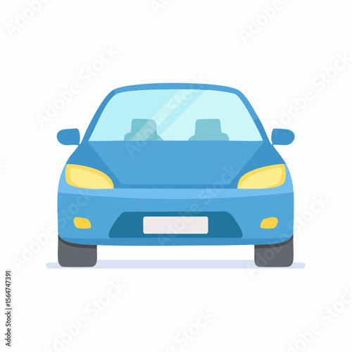 Blue Sedan Car Front View Illustration Simple Vector Graphic