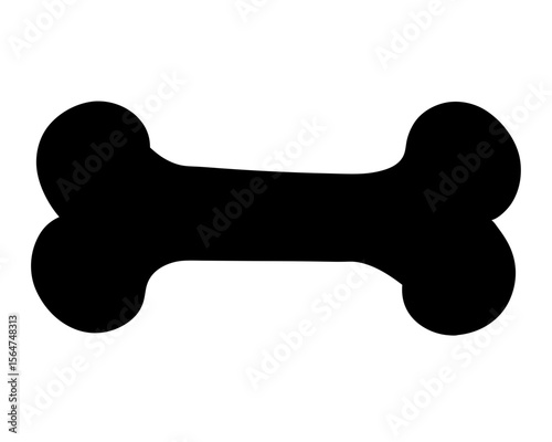 Black and White Bone Silhouette for Dogs and Pets on White Background