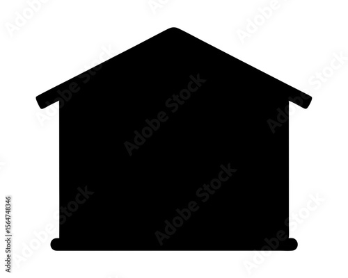 Simple black house silhouette with gabled roof and rounded base element
