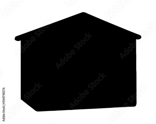Simple silhouette of a stylized house structure with a gabled roof