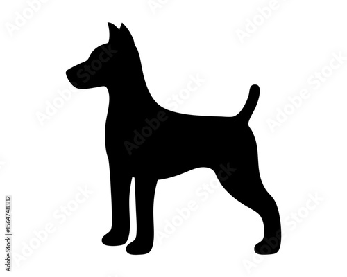 Silhouette of a doberman pinscher, a vigilant guard dog standing alertly