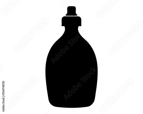 A simple black silhouette of a bottle with a dropper top