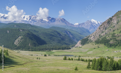Picturesque mountain valley on a sunny summer morning