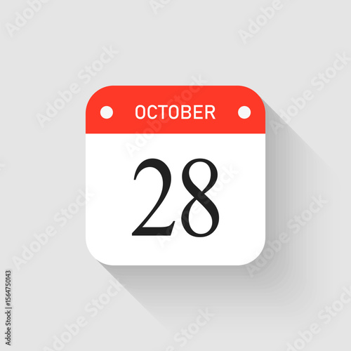 Vector icon page day calendar - 28 October month