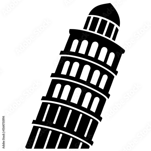 Leaning tower of pisa landmark architecture silhouette vector illustration