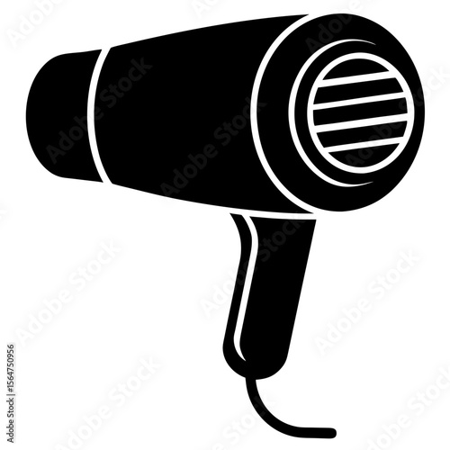 Styling hair dryer appliance isolated silhouette vector illustration