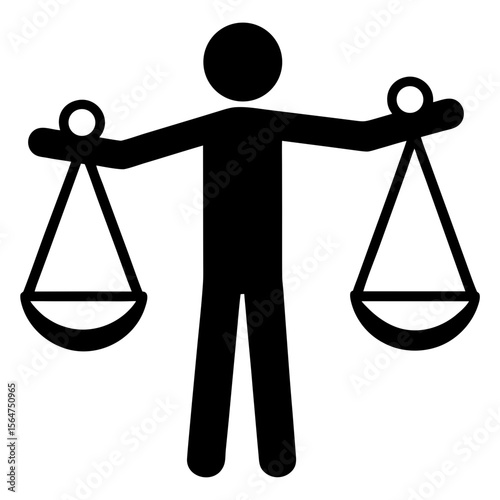 Person holding scales of justice silhouette vector illustration