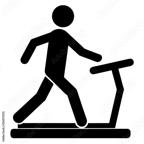 Person walking on treadmill exercise machine silhouette vector illustration
