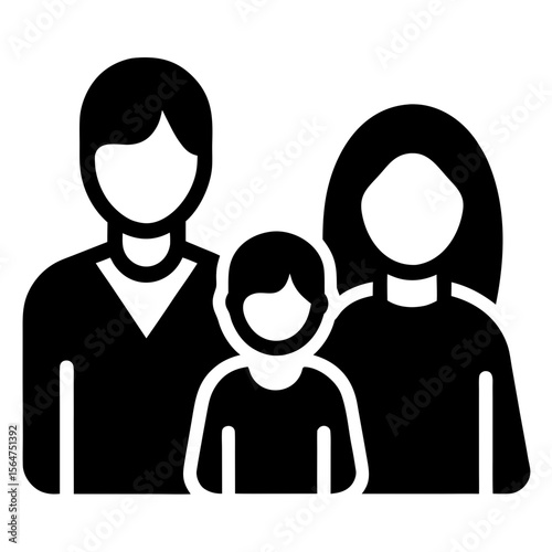 Family of three people simple silhouette vector illustration