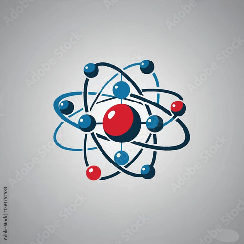 atom model illustration on grey background