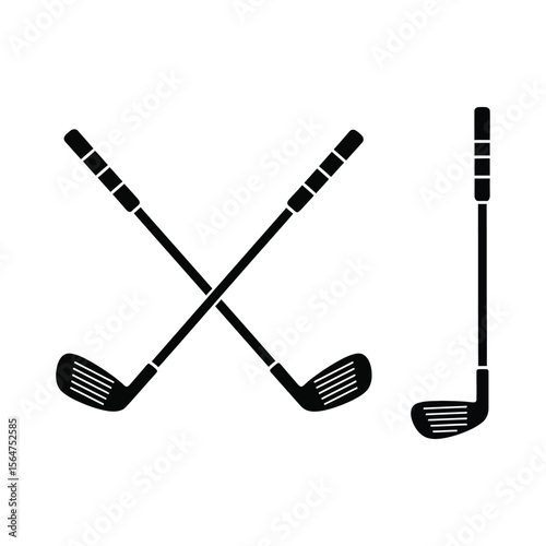 Flat Vector Golf Club with Crossed Sticks, Minimalist Sports Icon for App and Web Design