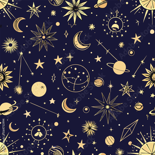 Detailed Celestial Map Pattern A Seamless Star Chart Background Featuring Intricate Constellations Ideal for Design Projects Requiring a Cosmic Astronomical or Sci Fi Themed Visual