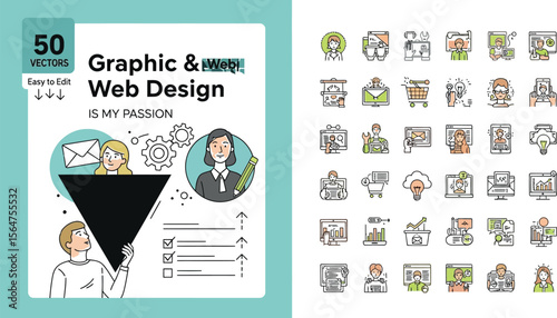 Graphic web design icons vector set for ui ux design and web development