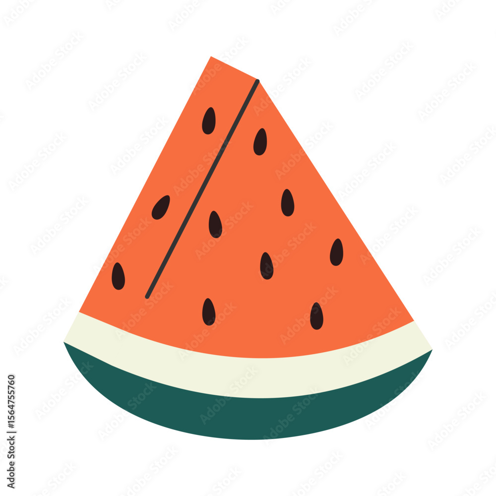 slice of red watermelon. Flat vector illustration. Isolated. slice of red watermelon. Flat vector illustration. Isolated.