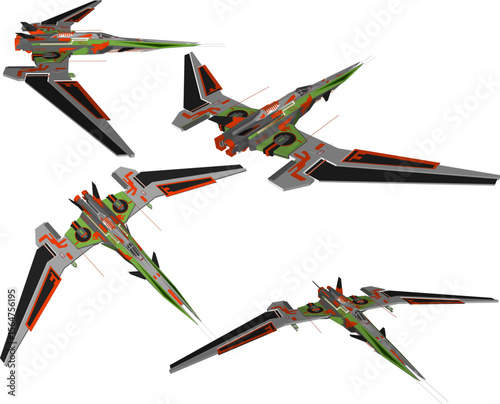 Vector sketch illustration of prototype design of modern future fighter plane with advanced weapons and futuristic model 