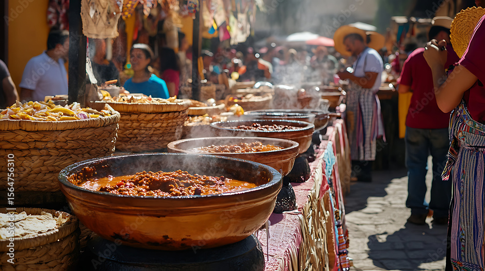 Fototapeta premium Spicy Flavors and Festive Vibes at a Chili Cook-Off in Mexico