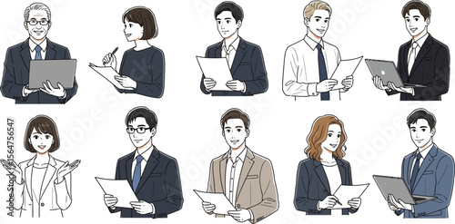 Diverse business team illustration professional corporate employees group art