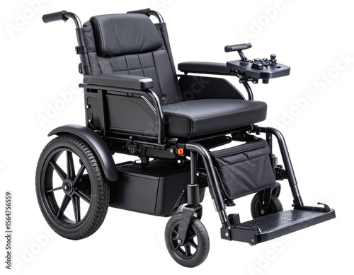 Compact Foldable Electric Wheelchair for Travel, isolated on transparent background.