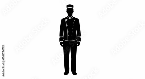Hotel Bellboy / Concierge Vector – Silhouette for Hospitality, Guest Service, and Luxury Hotel Concepts

