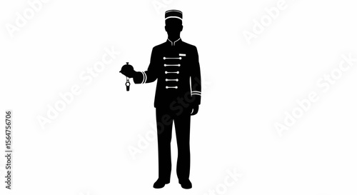 Hotel Bellboy / Concierge Vector – Silhouette for Hospitality, Guest Service, and Luxury Hotel Concepts

