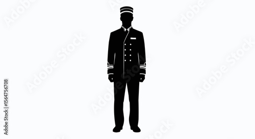 Hotel Bellboy / Concierge Vector – Silhouette for Hospitality, Guest Service, and Luxury Hotel Concepts

