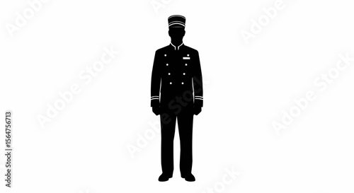 Hotel Bellboy / Concierge Vector – Silhouette for Hospitality, Guest Service, and Luxury Hotel Concepts

