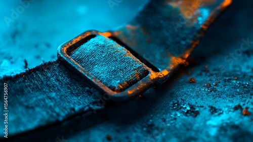 Moody Macro Close-Up of a Rusty Buckle with Dramatic Lighting