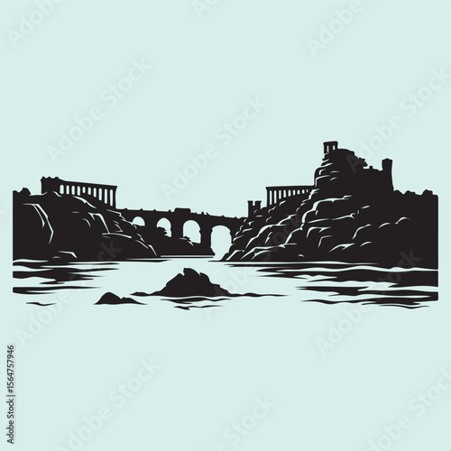 Ancient Architecture and Ruins Silhouette