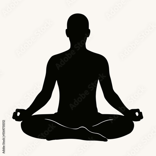 Silhouette of a person in lotus meditation pose . A calm and spiritual design suited for yoga, wellness, mindfulness, or metaphysical products.
